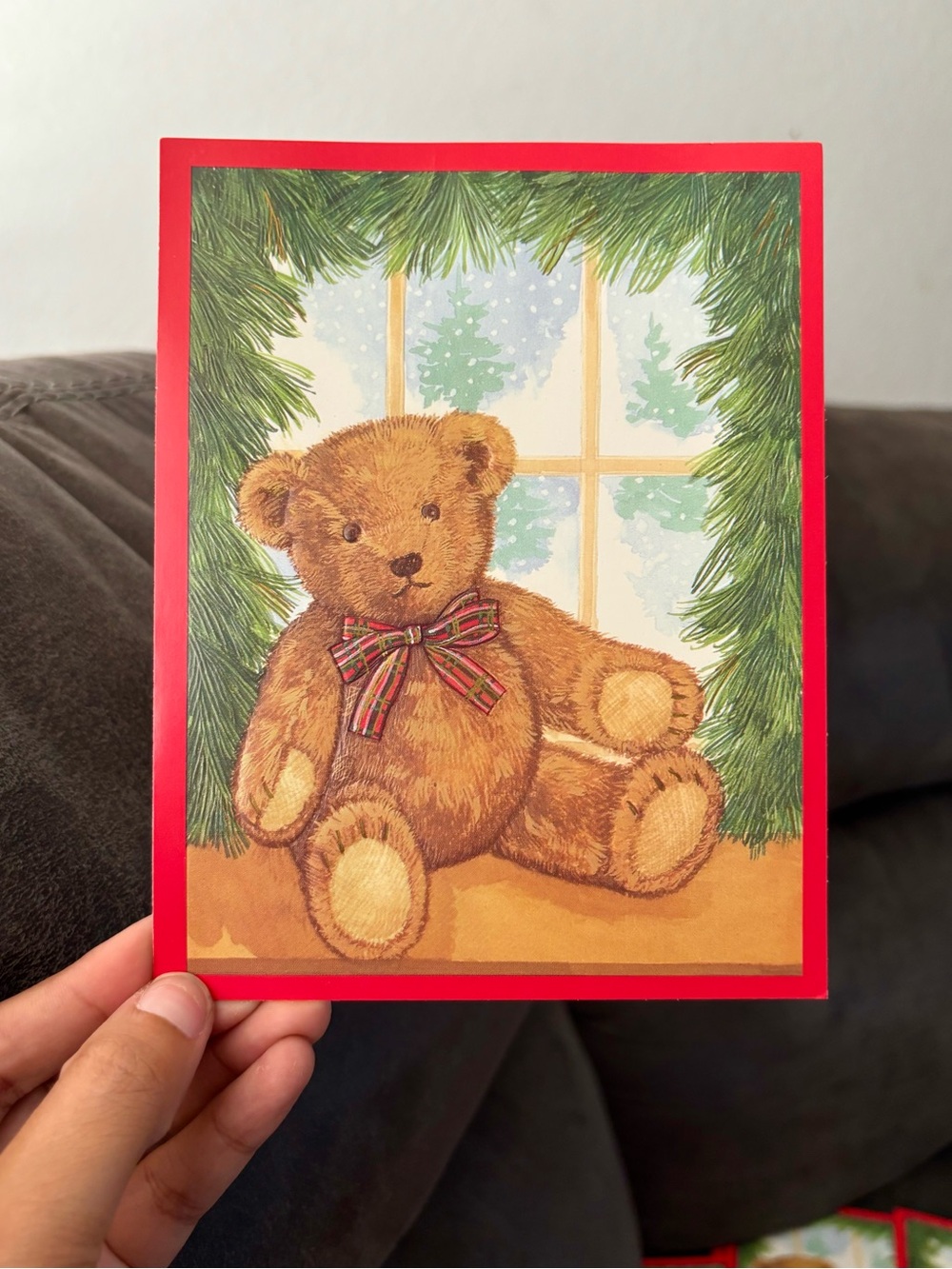 15 Vintage Holiday Teddy Bear Christmas Greeting Cards W/ Red Border Made In U.S